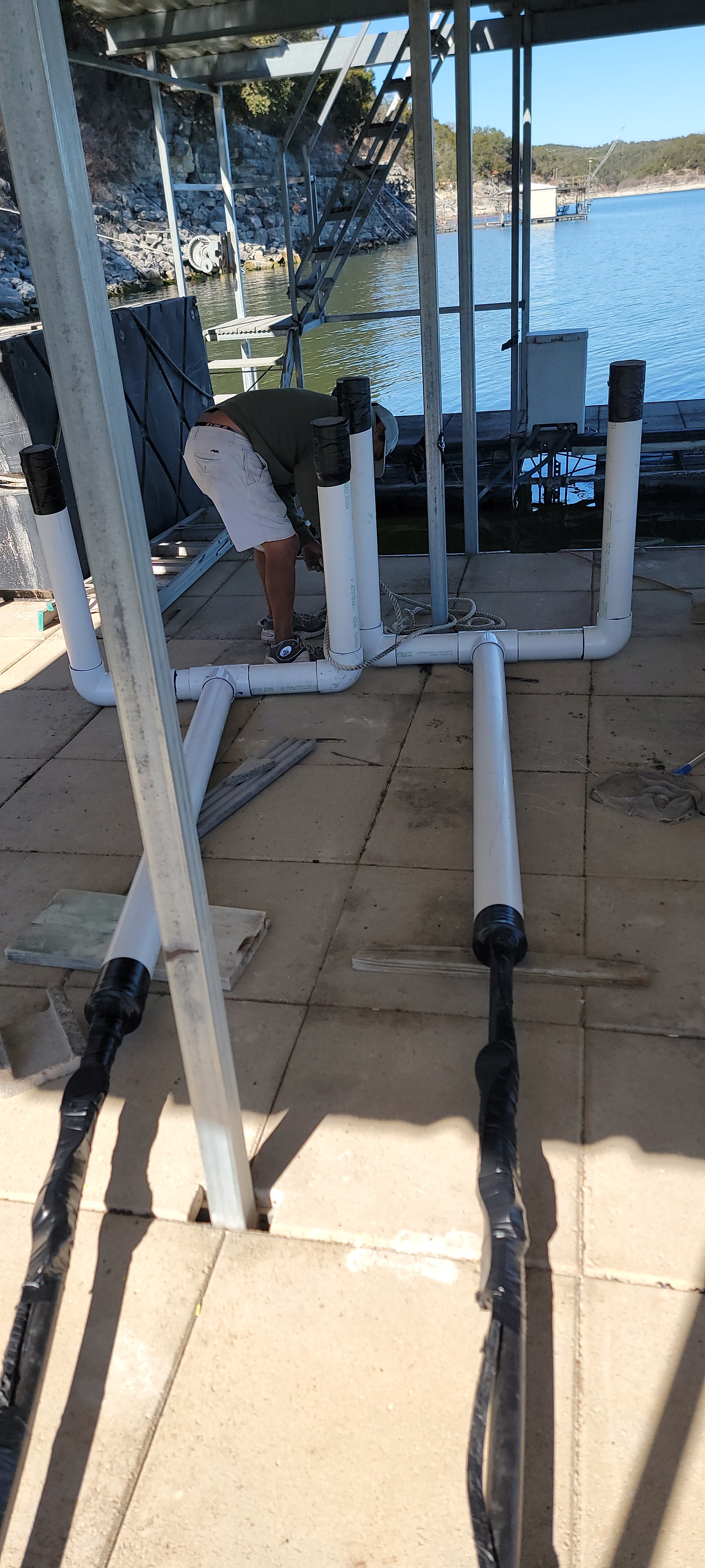 Lake pump installation on dock